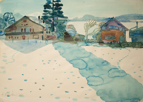 Fraueninsel im Winter-Gegenlicht von Hellmut Eckstein, Werk auf Papier kaufen auf Singulart