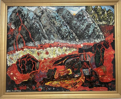 The volcano is reconciling di Hend Al-Batesh, Pittura in vendita su Singulart
