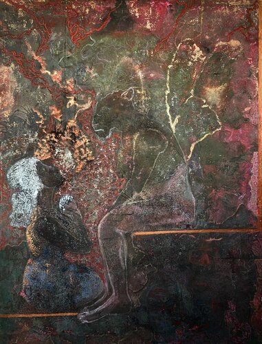 Between fear and hope di Hend Al-Batesh, Pittura in vendita su Singulart