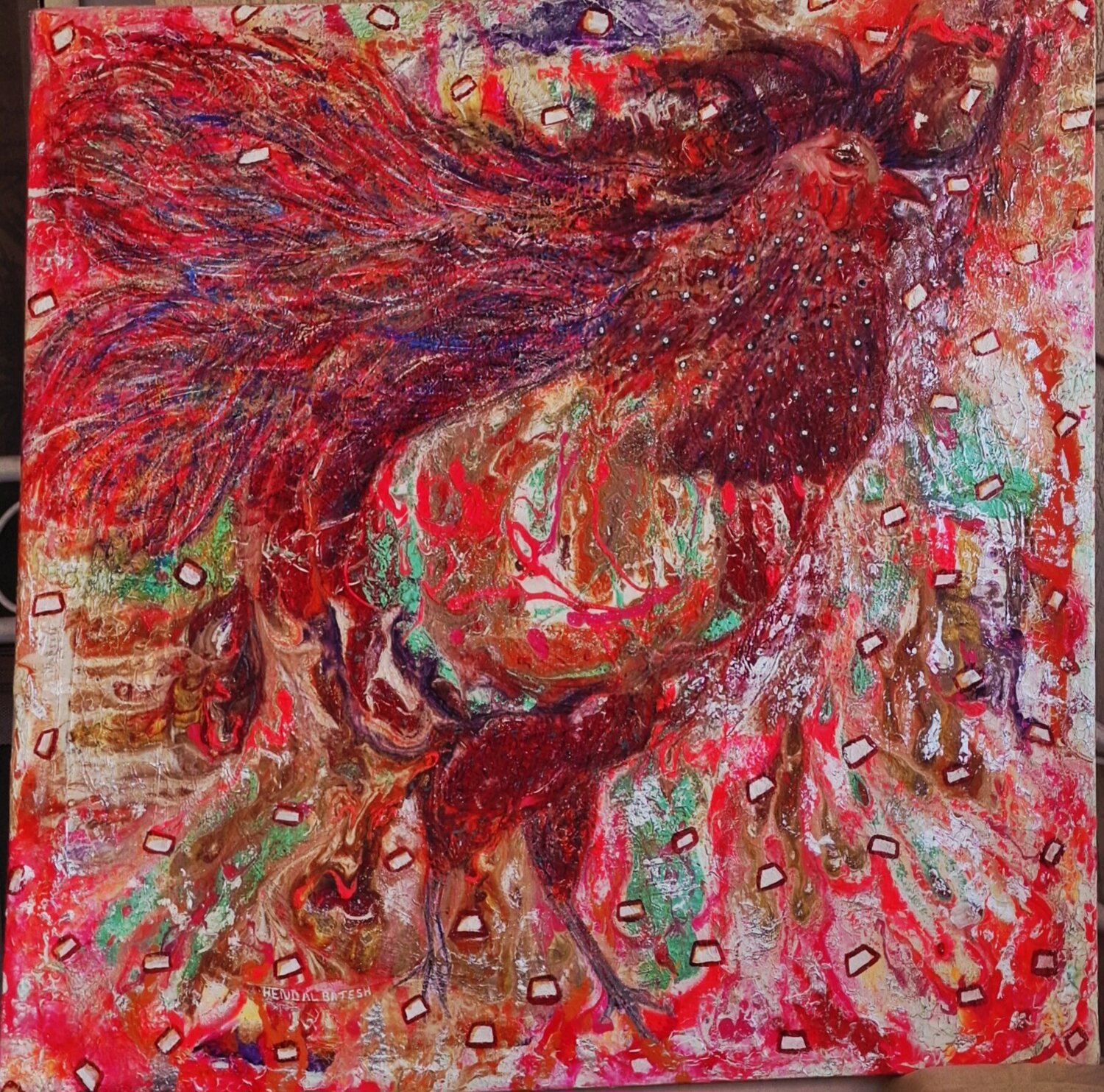 The Phoenix and the Immortal Soul Hend Al-Batesh Origineel schilderij te koop