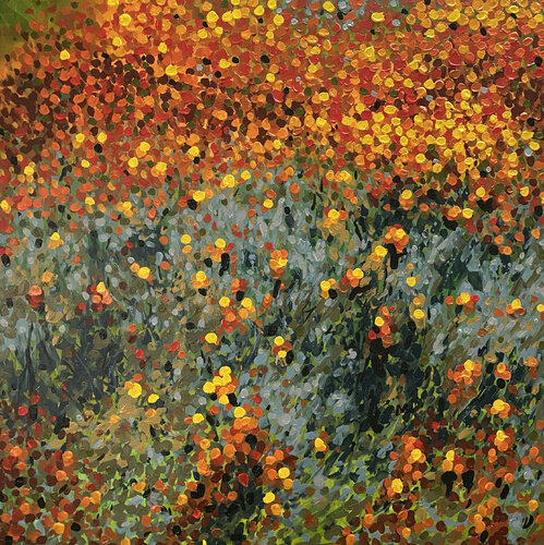 A field of marigold flowers von Athaangart Studio, Malerei kaufen auf Singulart