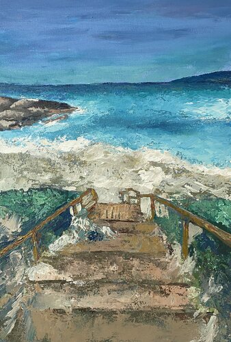 Early  Morning  waik on the beach von Athaangart Studio, Malerei kaufen auf Singulart