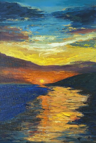 Beautiful evening at  the beach von Athaangart Studio, Malerei kaufen auf Singulart