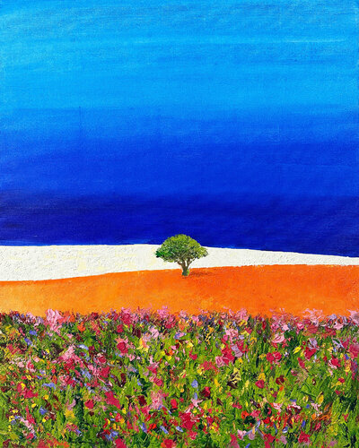 Tree and wild flowers by Athaangart Studio, 絵画 for Sale on Singulart