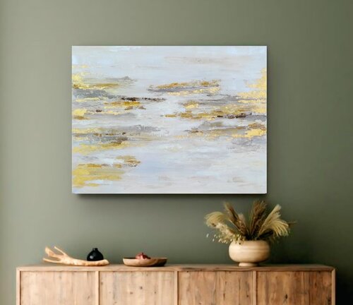 Abstract painting on canvas gold leaf art von Olga Ponomarenko, Malerei kaufen auf Singulart