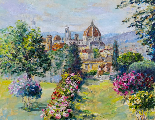Florence. Original Italian oil landscape de Olga Ponomarenko, Pintura a la venta en Singulart
