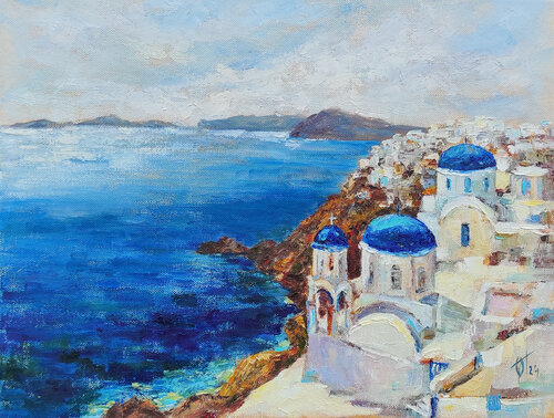 "Greece. Santorini". Original seascape van Olga Ponomarenko, Schilderij te koop op Singulart