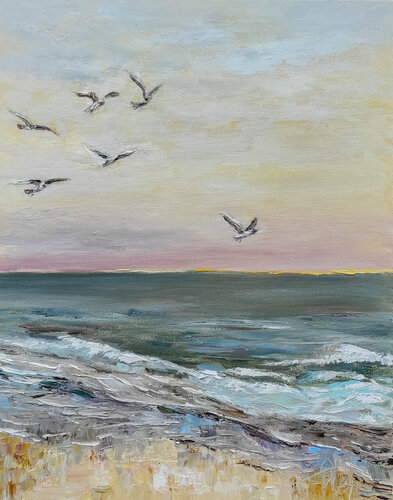 Seagulls. Original oil painting on canvas von Olga Ponomarenko, Malerei kaufen auf Singulart