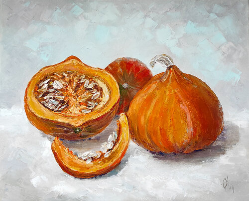 Pumpkins. Original oil painting on canvas von Olga Ponomarenko, Malerei kaufen auf Singulart