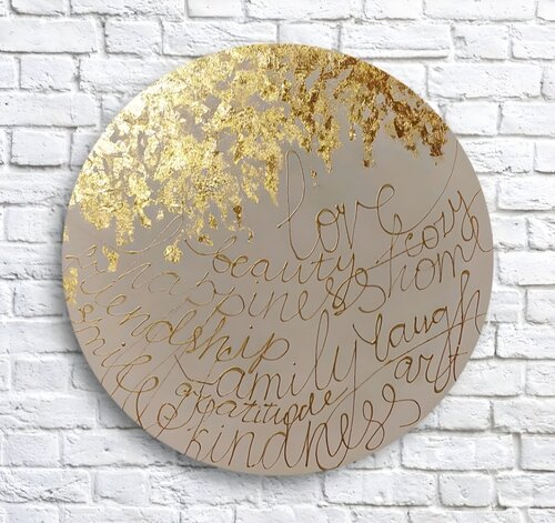 Golden words. Original abstract acrylic painting von Olga Ponomarenko, Malerei kaufen auf Singulart