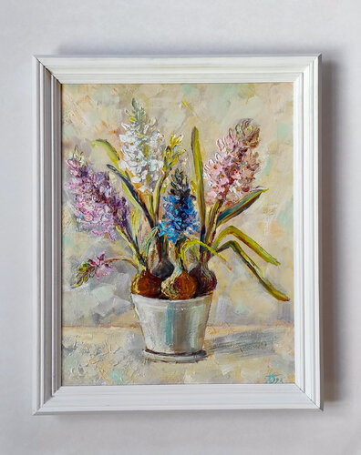 Hyacinths. Original oil painting flowers still life by Olga Ponomarenko, Painting for Sale on Singulart