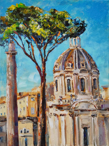 Rome. Italy. Original oil painting. Italian cityscape landscape art van Olga Ponomarenko, Schilderij te koop op Singulart