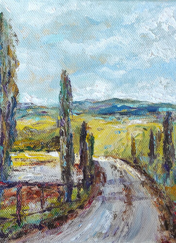 Toscana Italian landscape original oil painting on canvas di Olga Ponomarenko, Pittura in vendita su Singulart
