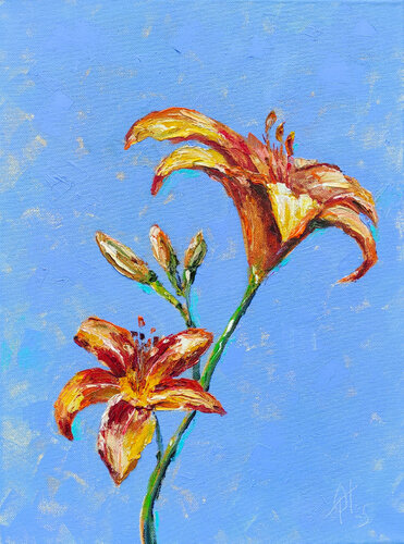 Lily. Original oil painting on canvas. van Olga Ponomarenko, Schilderij te koop op Singulart