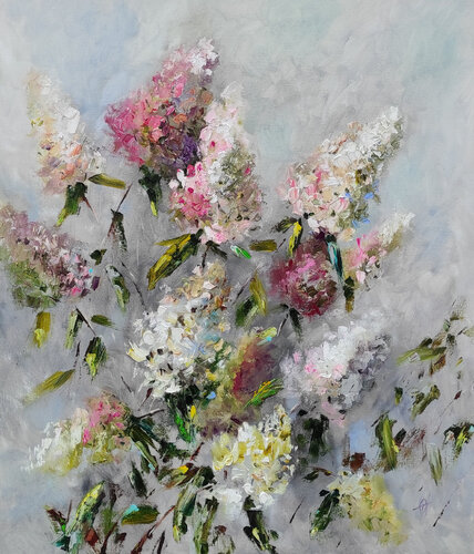 Hydrangea. Original oil painting on canvas von Olga Ponomarenko, Malerei kaufen auf Singulart