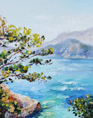 Seascape original oil painting on canvas von Olga Ponomarenko, Malerei kaufen auf Singulart