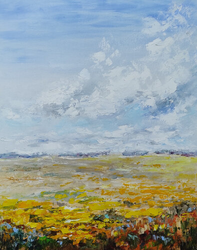 Blooming field original oil painting van Olga Ponomarenko, Schilderij te koop op Singulart
