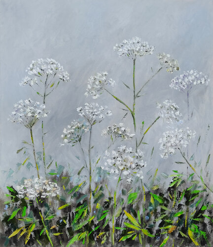 aegopodium wild flowers original oil painting von Olga Ponomarenko, Malerei kaufen auf Singulart