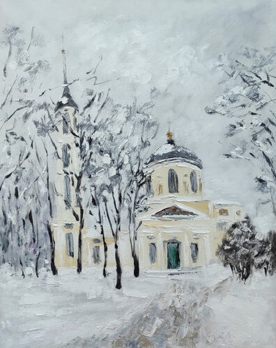 Kaluga winter cityscape original oil painting van Olga Ponomarenko, Schilderij te koop op Singulart