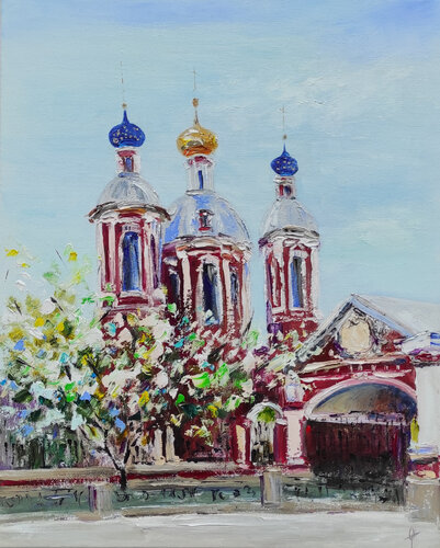 Spring in Zamoskvorechye impasto original oil painting von Olga Ponomarenko, Malerei kaufen auf Singulart