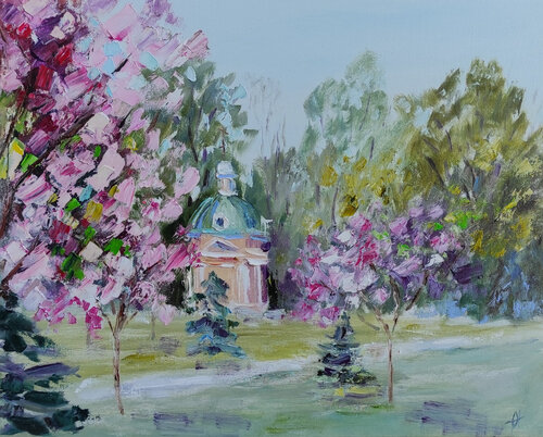Spring in Ekaterininsky Park. Moscow de Olga Ponomarenko, Pintura a la venta en Singulart