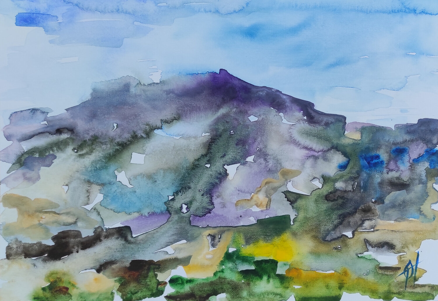 Mountains watercolour original painting Olga Ponomarenko Originalgemälde zu verkaufen