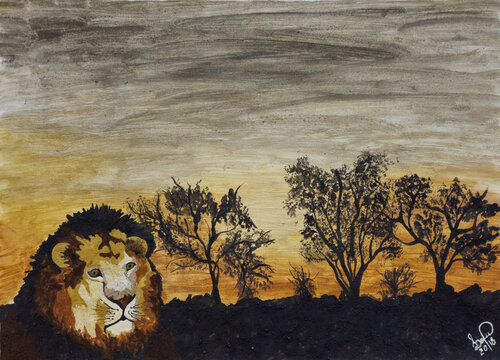 Por do sol Africa von Luzia Sobreiro, Malerei kaufen auf Singulart