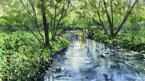 Summer by the river von Janet Olaussen Repaal, Malerei kaufen auf Singulart