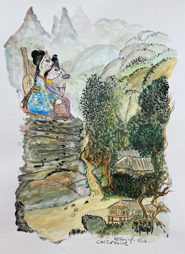 Vagabonds at the end of the world are we both van Kasia Turajczyk, Werk op papier te koop op Singulart