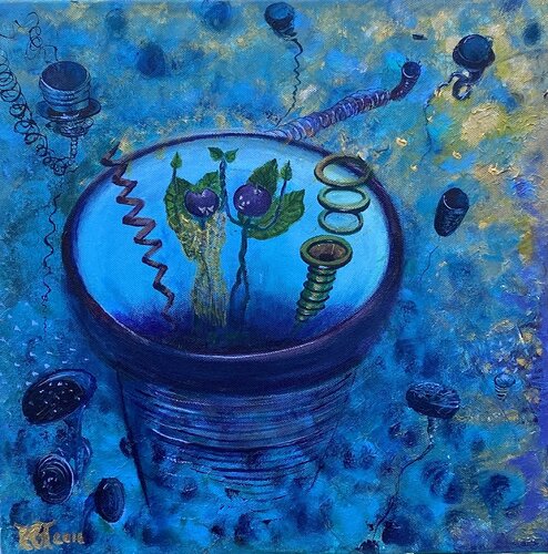 The adventure in the blueberry whole. van Kasia Turajczyk, Schilderij te koop op Singulart