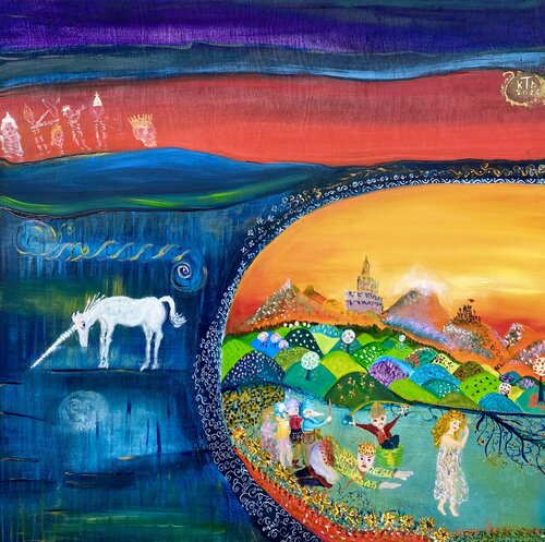Paradox of Human The Observer of the Paradox - The Inevitable Horizon. van Kasia Turajczyk, Schilderij te koop op Singulart