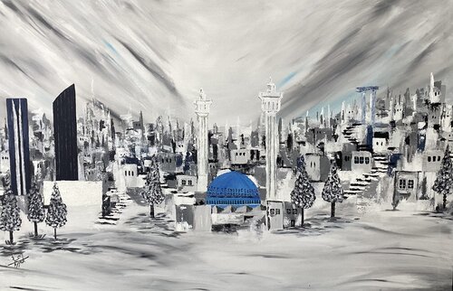 Amman contrasts blue and white van Ayyad Ayyad, Schilderij te koop op Singulart