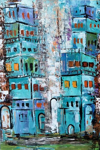 The charming blue city van Ayyad Ayyad, Schilderij te koop op Singulart