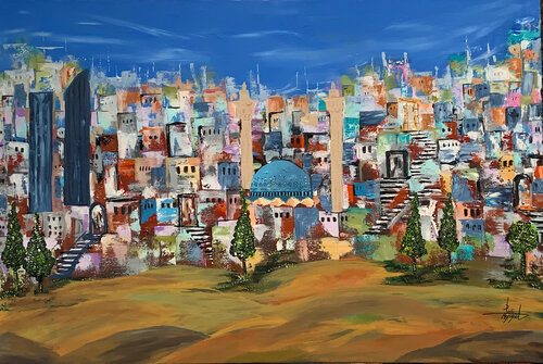 Colorful Amman in nature van Ayyad Ayyad, Schilderij te koop op Singulart