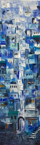 The dreamy blue city van Ayyad Ayyad, Schilderij te koop op Singulart