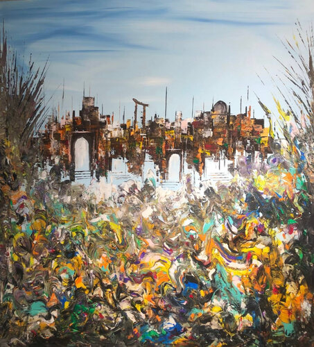 Sky hued echoes of Amman van Ayyad Ayyad, Schilderij te koop op Singulart