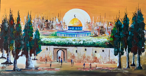The Enchanting Sunrise over Jerusalem par Ayyad Ayyad, Peinture en vente sur Singulart