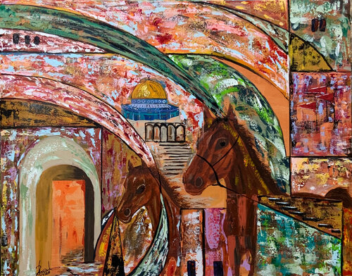 Horses of Jerusalem Beneath the Arches by Ayyad Ayyad, Painting for Sale on Singulart