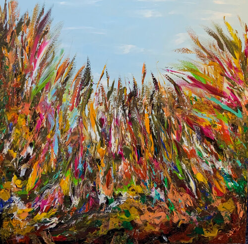 Sunset Over a Luminous Field van Ayyad Ayyad, Schilderij te koop op Singulart