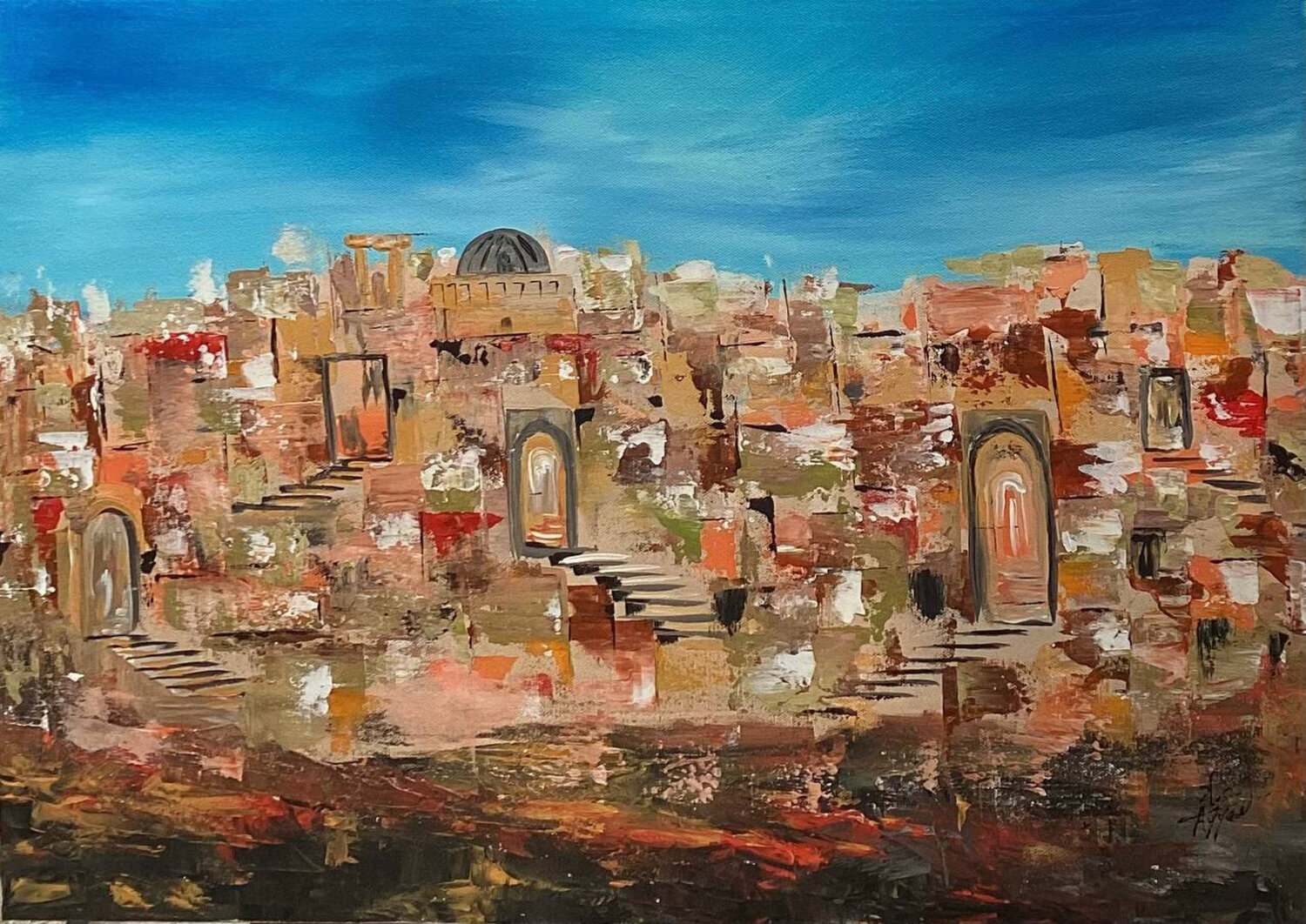 The old gates of amman Ayyad Ayyad Originalgemälde zu verkaufen