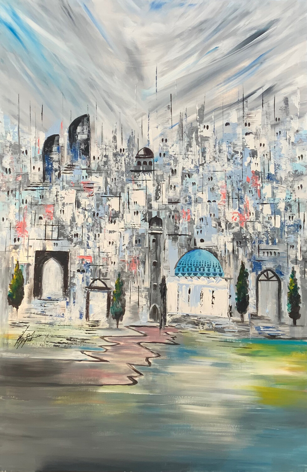 City of Rising Spirits Ayyad Ayyad Originalgemälde zu verkaufen