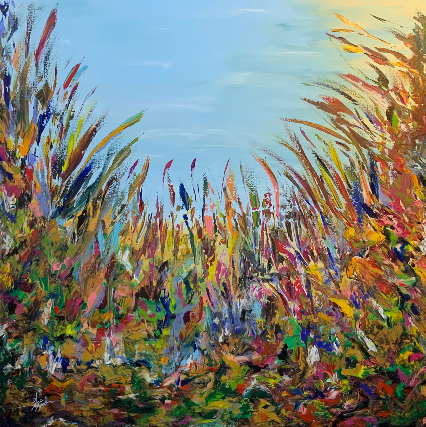 Whispers of Grass Beneath the Morning Light Ayyad Ayyad Originalgemälde zu verkaufen