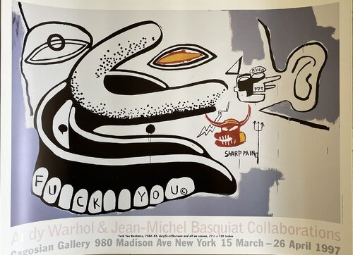 Andy Warhol & Jean-Michel Basquiat Collaborations, Fuck You Dentures (1984–85), copyright 1997 The Andy Warhol Foundation for the Visual Arts,Original Exhibition Museum Poster by Andy Warhol & Jean-Michel Basquiat, 인쇄 for Sale on Singulart