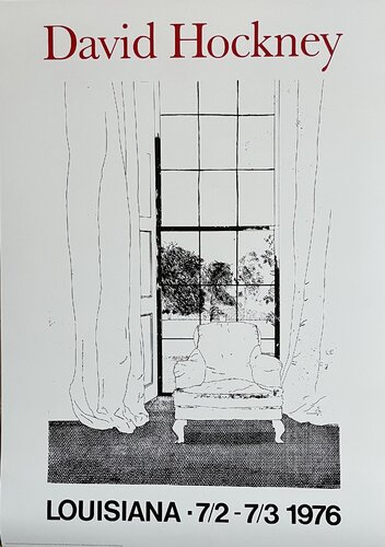 David Hockney “Home” from Illustrations  for Six  Fairy Tales from the Brothers Grimm”,1969, copyright David Hockney. Anniversary Poster David Hockney’s Graphic Works (1976) van David Hockney, Afdruk te koop op Singulart