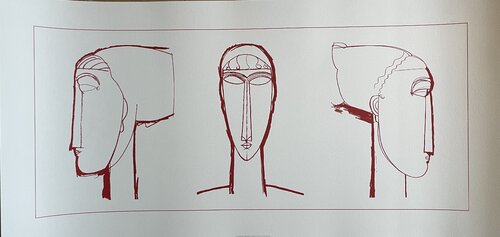 A. Modigliani (1884-1920), Tetes (Red), Printed in Italy by Amedeo Modigliani, Print for Sale on Singulart