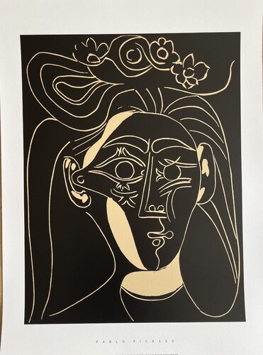 Pablo Picasso (1881-1973), Femme Au Chapeau Fleuri, 1962,  copyright 1999 Succession Pablo Picasso -SOFAM Belgique, Editions H. Segers, Printed in Italy. von Pablo Picasso, Druck kaufen auf Singulart