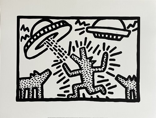 Keith Haring (1958-1990), Untitled (Dogs with UFO's), Copyright Keith Haring Foundation, Licensed by Artestar New York, Printed in the UK 36/45 big size by Keith Haring, Print for Sale on Singulart