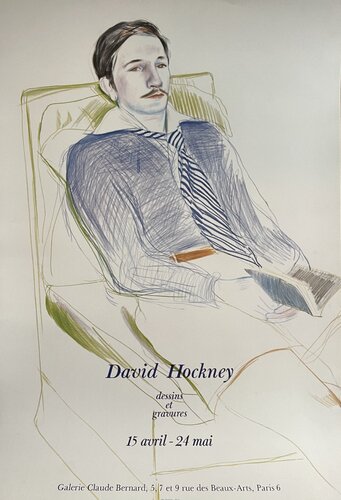 David Hockney, Dessins Et Gravures Exhibition Poster, Imp. Dermont-Paris, Printed In France van David Hockney, Afdruk te koop op Singulart
