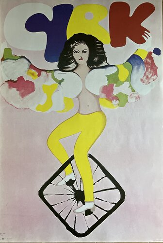 Maciej Urbaniec (1925-2004), Circus Acrobat on a Unicycle, 1979, Poster no 33, copyright by desa Foreign Trade Enterprise,  Orginal Vintage poster by Maciej Urbaniec, Print for Sale on Singulart