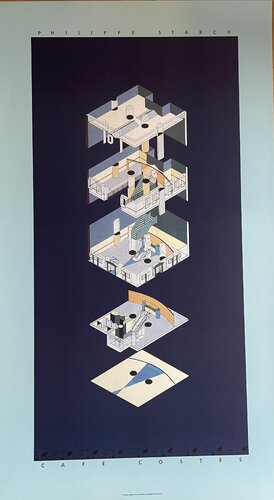 Philippe Starck, Caffe  Costes, copyright edition Lidiarte, 1992, D-1000 Berlin 12 by Philippe Starck, Print for Sale on Singulart